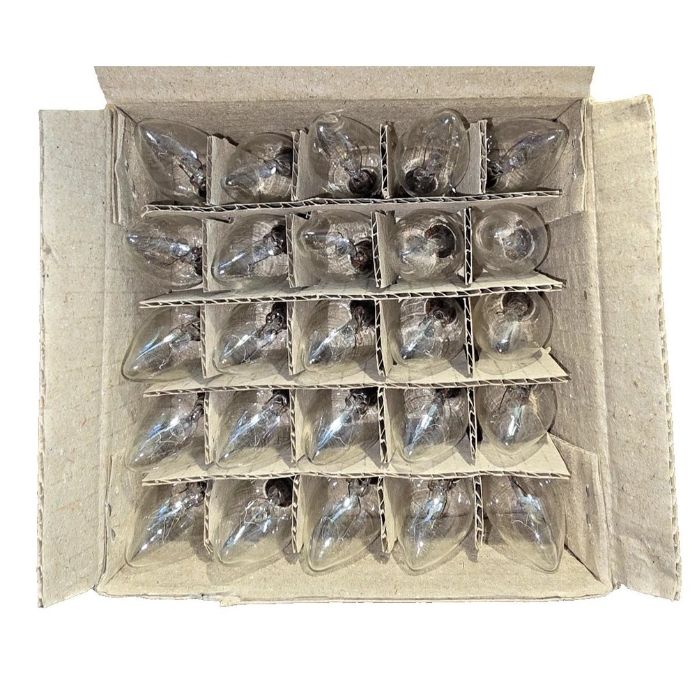 25 Pack C7 Clear Christmas Light Bulbs 7W 130V E12 Candelabra Base 651000